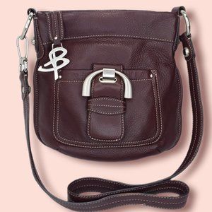 B Makowski Crossbody Bag Brown Leather Silver Tone Hardware Designer Y2K 2000s